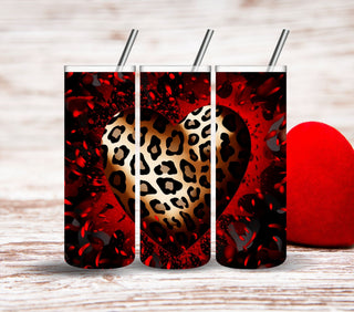 Leopard Heart Vinyl Tumbler Wraps