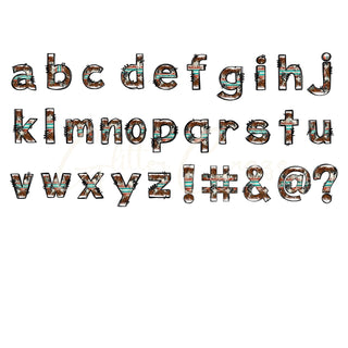 Serape Cowhide Doodle Font Download- Upper and Lowers case with special characters and numbers