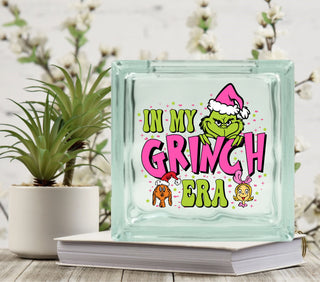 In my Grinch Era pink Glass Block Decal