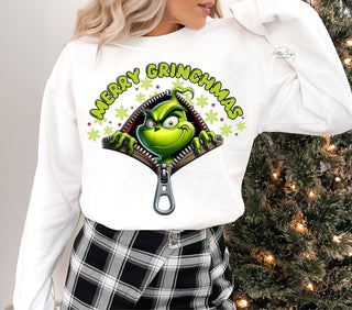 Merry Grinchmas zipper DTF Transfers