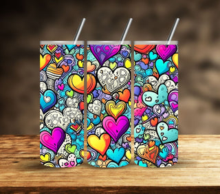 Neon Hearts Vinyl Tumbler Wraps