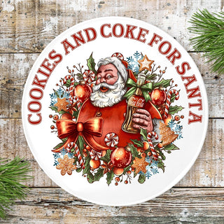 Cookies and Coke for Santa Round Plate Decals