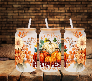 Pumpkin Kisses and Harvest Wishes 16oz UV DTF Libbey Wrap