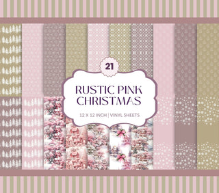 Rustic Pink Christmas 12x12 Vinyl Sheets- 21 Prints
