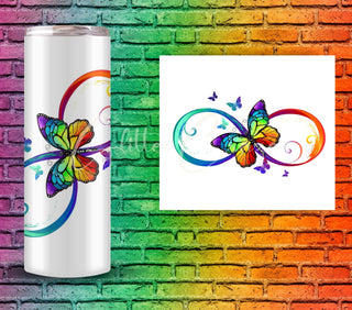 Rainbow Infinity Butterfly UV DTF Decal- Various sizes