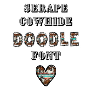Serape Cowhide Doodle Font Download- Upper and Lowers case with special characters and numbers