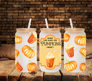 When Life gives you pumpkins UV DTF 16oz Libbey wrap