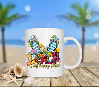 The beach is my happy place-flip flops- uv dtf decals