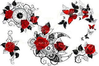 Red Roses UV DTF Decal sheet