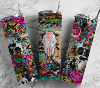 Bull Skull vinyl tumbler wraps- 7 Designs