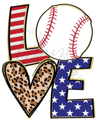 American Love Baseball UV DTF Decal