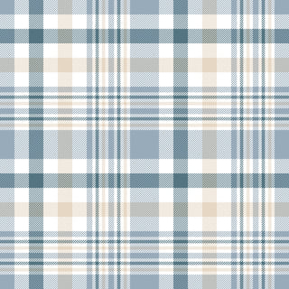 Beige And Blue Plaid Check - Adhesive Vinyl