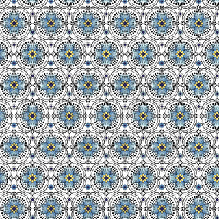 Blue Floral Mosaic Adhesive Vinyl