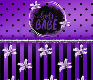 Purple and Black Boss Babe 20 or 30 oz Skinny Adhesive Vinyl Wrap