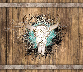 Bull Skull Woodgrain 20 oz Skinny Adhesive Vinyl Wrap