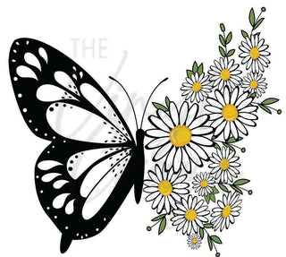 Butterfly and Daisies UV DTF Decal