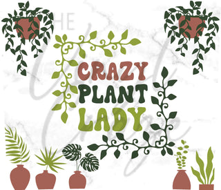 Crazy Plant Lady 20 or 30 oz Skinny Adhesive Vinyl Wrap