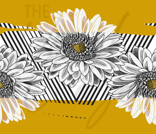 Daisies With Yellow Background 20 or 30 oz Skinny Adhesive Vinyl Wrap