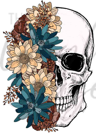 Floral Skull UV DTF Decal