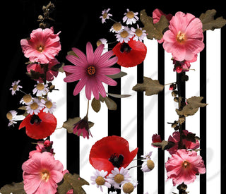 Floral Stripes and Roses 20 or 30 oz Skinny Adhesive Vinyl Wrap