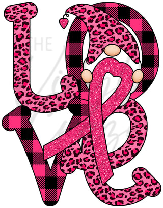 Love Gnome Breast Cancer UV DTF Decal