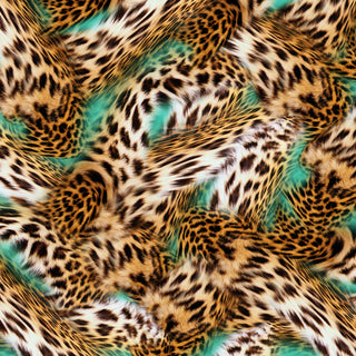 Leopard Skin Background With Green - Adhesive Vinyl