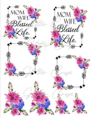 Mom, Life, Blessed Life PNG Download