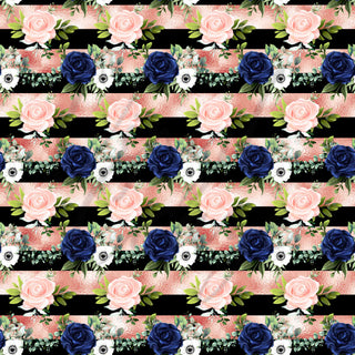 Navy Blue, Pink and Peach Florals Adhesive Vinyl