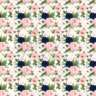Navy Blue, Pink and Peach Florals Adhesive Vinyl
