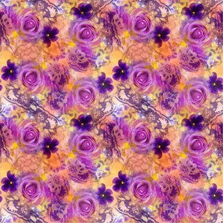 Purple Flowers On Orange - Adhesive Vinyl