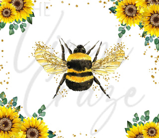 Queen Bee and Sunflowers 20 or 30 oz Skinny Adhesive Vinyl Wrap