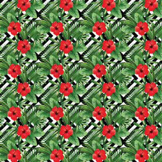 Red Patterned Hibiscus Adhesive Vinyl