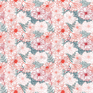 Red, Pink and Green Floral Doodles Adhesive Vinyl