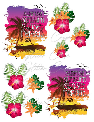 Sunset and Flowers PNG Download