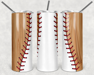 Baseball Woodgrain vinyl wrap for 20oz straight